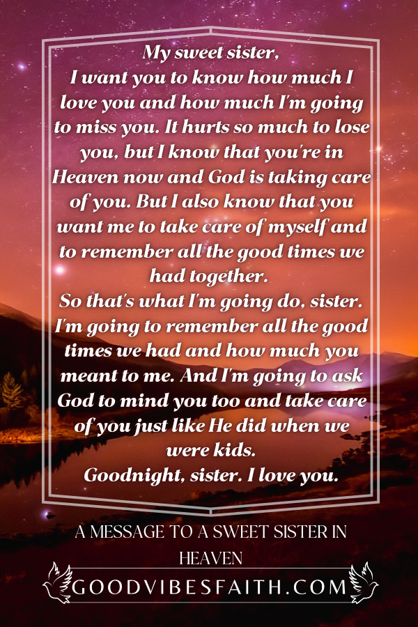 A Message To A Sweet Sister In Heaven