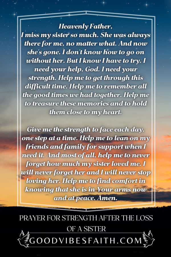 Prayer For Strength After The Loss Of A Sister