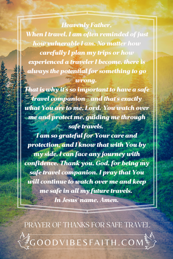 Prayer Of Thanks For Safe Travel